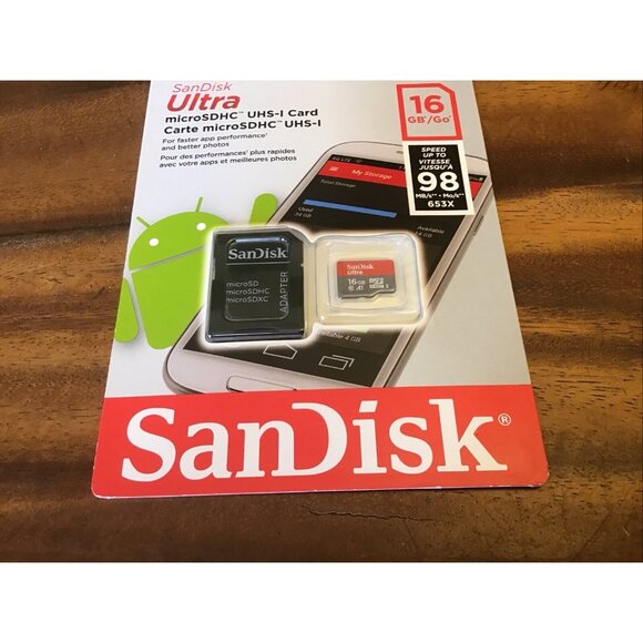 SanDisk Ultra Micro SDHC UHS-I Card W/adapter 98MB s 16GB - Picture 2 of 6